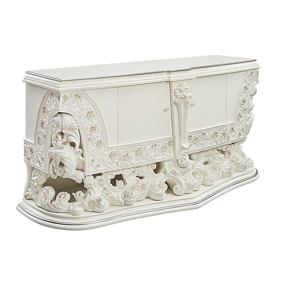 Antique white finish hollow carving design server by Acme