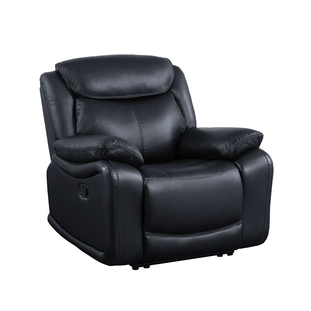 Black top grain leather 2-stage reclining action chair by Acme