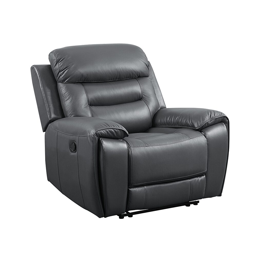 Gray top grain leather motion recliner chair w/ brilliant lifting function by Acme