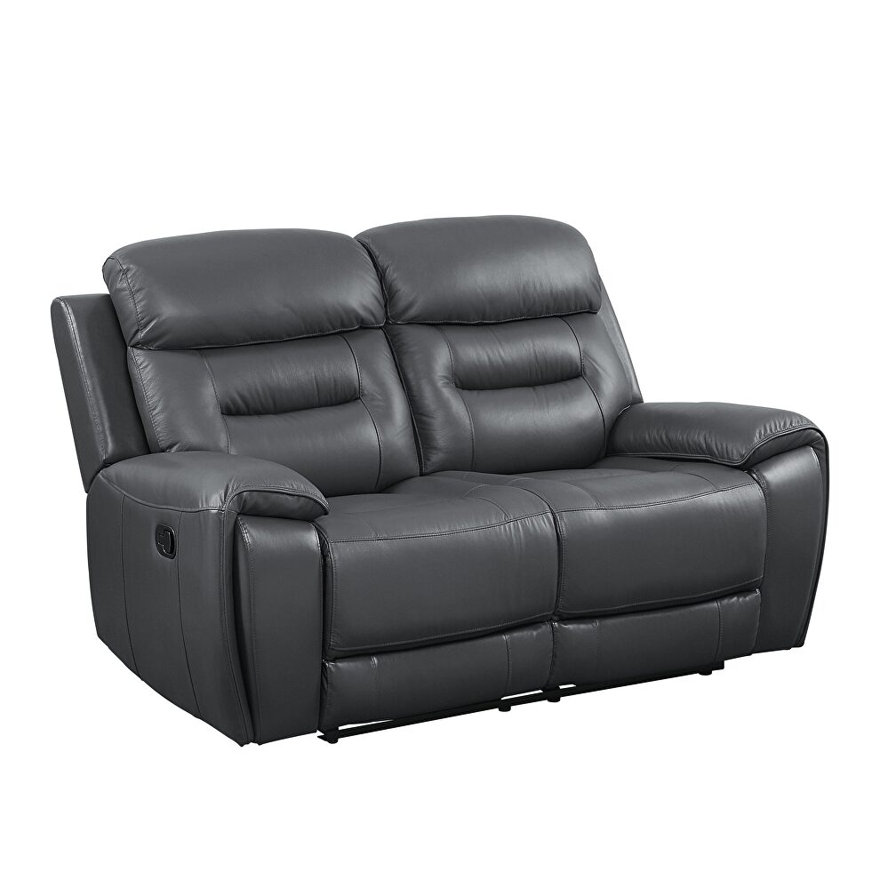 Gray top grain leather motion loveseat w/ brilliant lifting function by Acme
