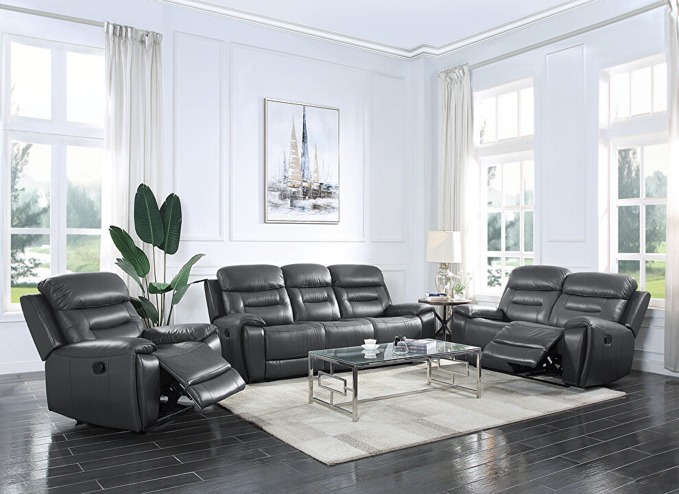 Gray top grain leather motion sofa w/ brilliant lifting function by Acme