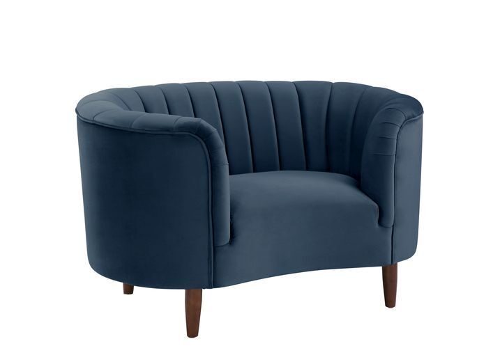 Blue velvet upholstery deep channel tufting chair by Acme
