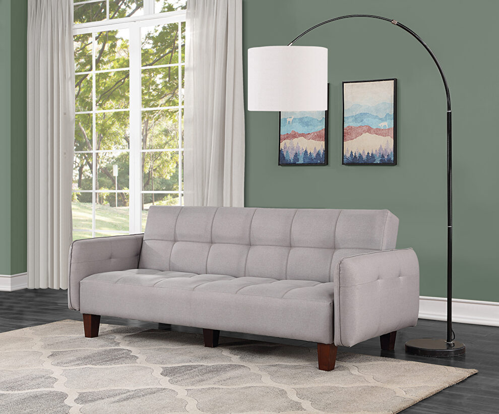 Gray linen button tufted sofa bed by Acme