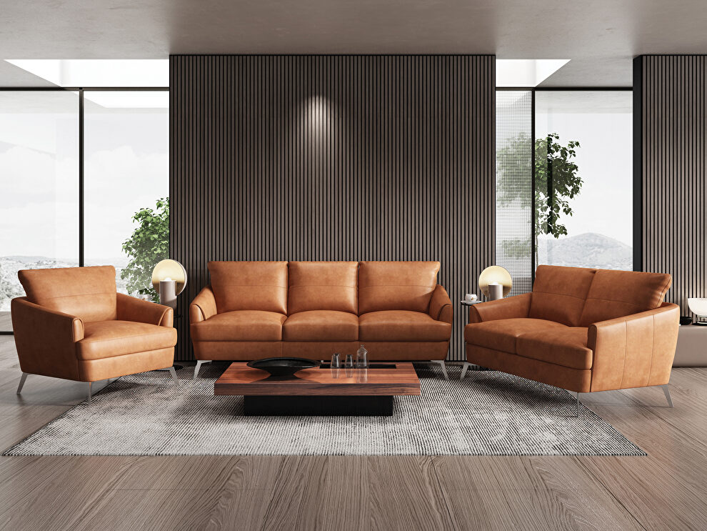 Cappuccino finish leather and sturdy, wooden inner frame sofa by Acme