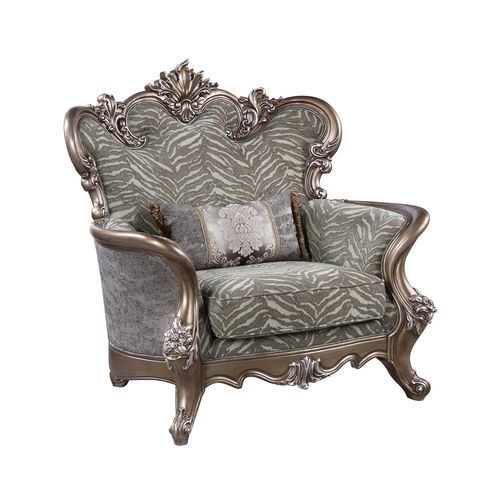 Fabric & antique bronze finish plush and luxurious with rich upholstery chair by Acme