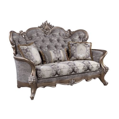 Fabric & antique bronze finish plush and luxurious with rich upholstery loveseat by Acme
