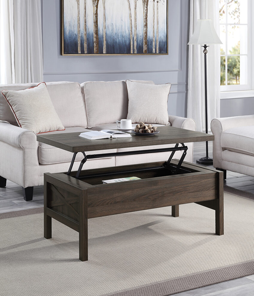 Walnut finish lift top rectangular coffee table by Acme