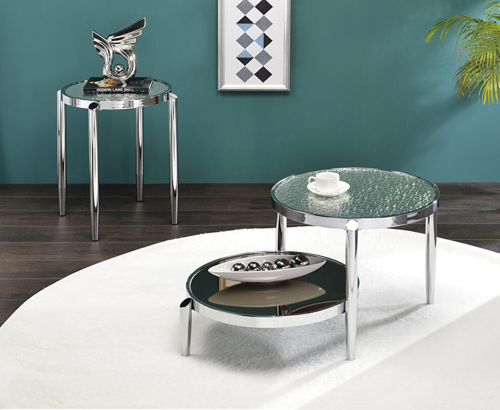 Glass top twin table design coffee table by Acme