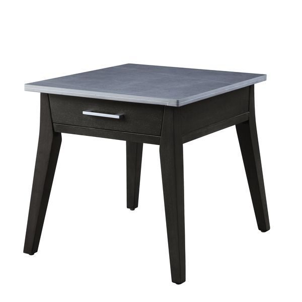 Sintered stone top & dark brown finish base end table by Acme