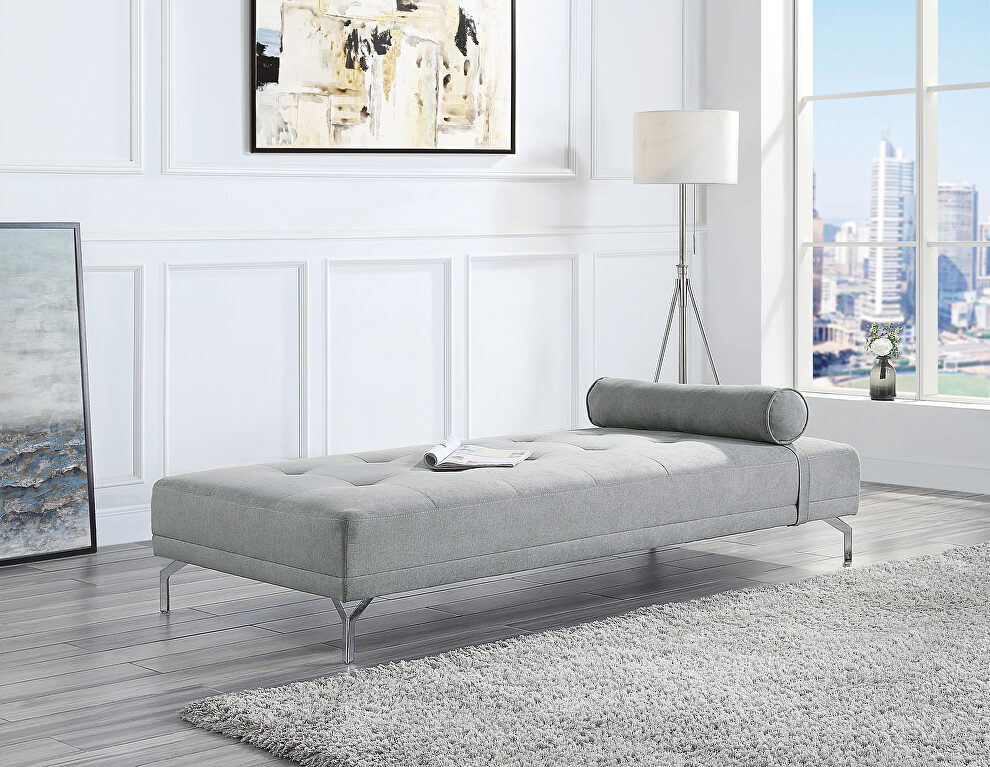 Gray melange velvet button tufted average sofa daybed by Acme