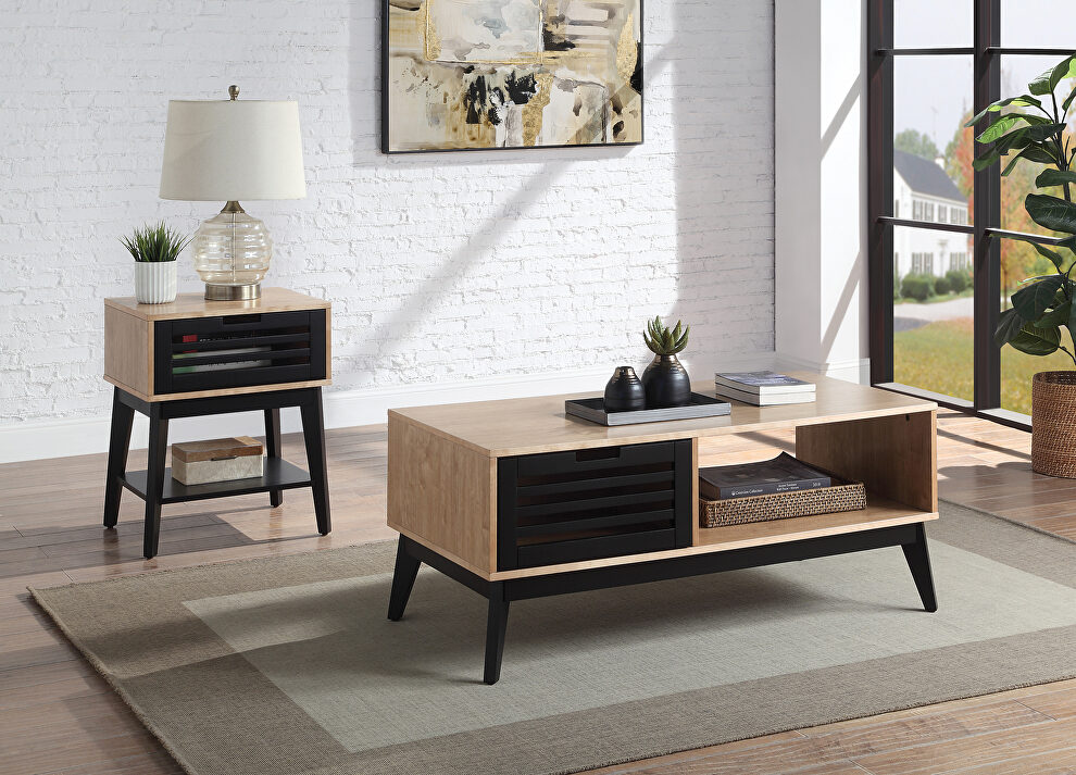 Oak & espresso finish modern style coffee table by Acme