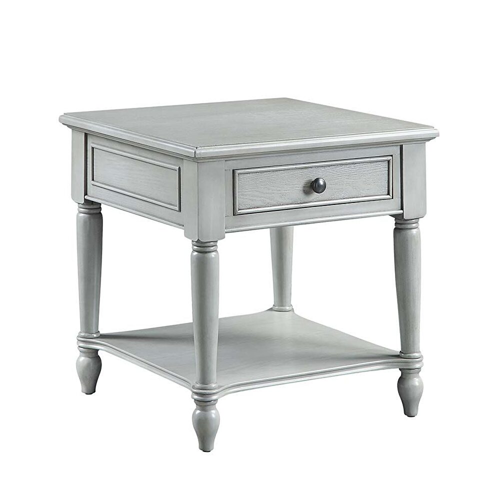 Rustic gray finish top end table by Acme