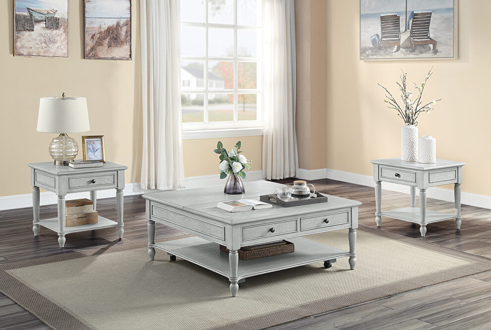 Rustic gray finish lift top coffee table by Acme
