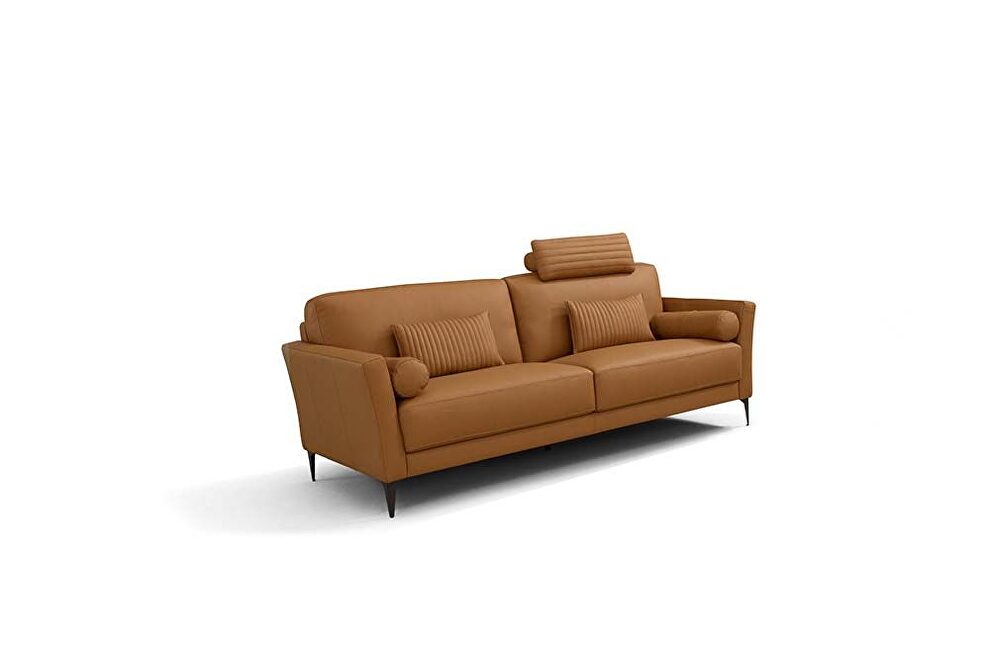 Saddle tan high-quality leather contemporary style loveseat by Acme