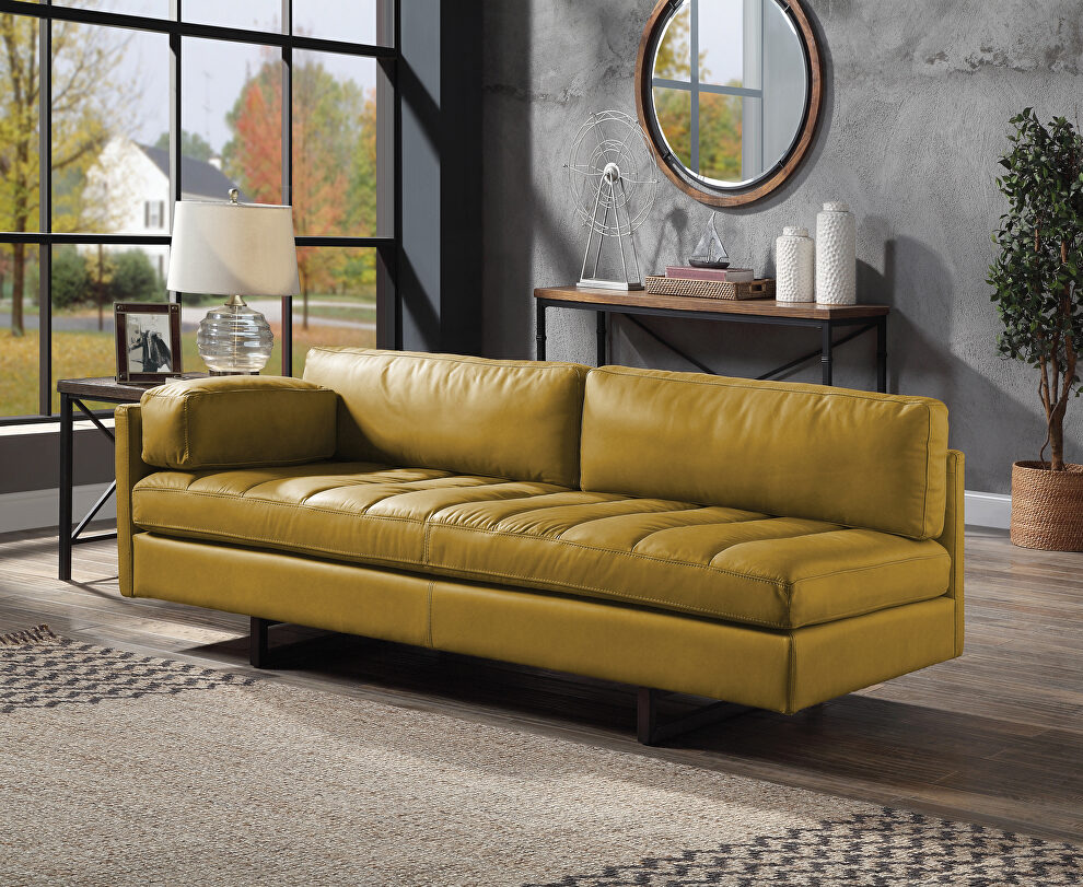 Turmeric top grain leather channel-tufted seats sofa by Acme