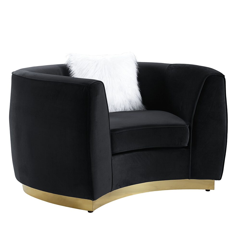 Black velvet upholstery and gold detail on the base chair by Acme