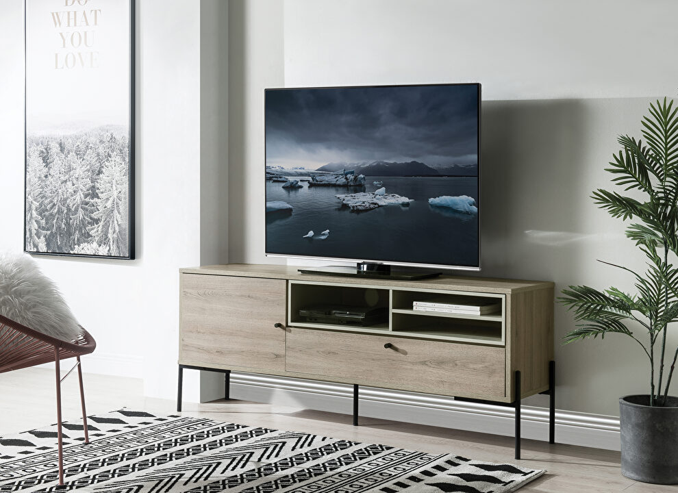 Rustic oak finish modern style TV stand by Acme