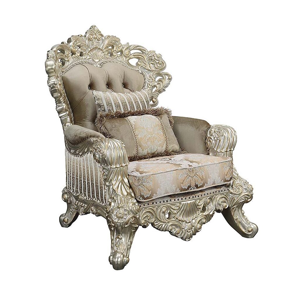 Antique gold finish fabric elaborate design chair by Acme