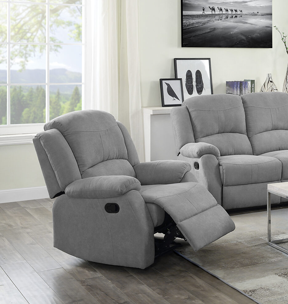 Gray fabric upholstery reclining chair by Acme