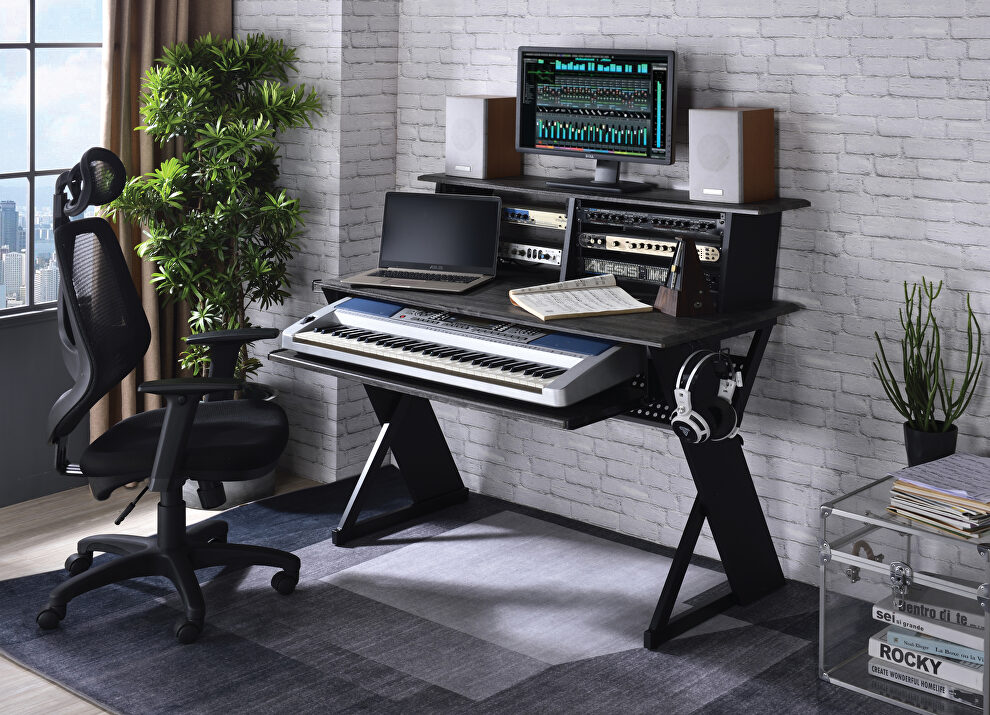 Black finish rectangular top music desk by Acme