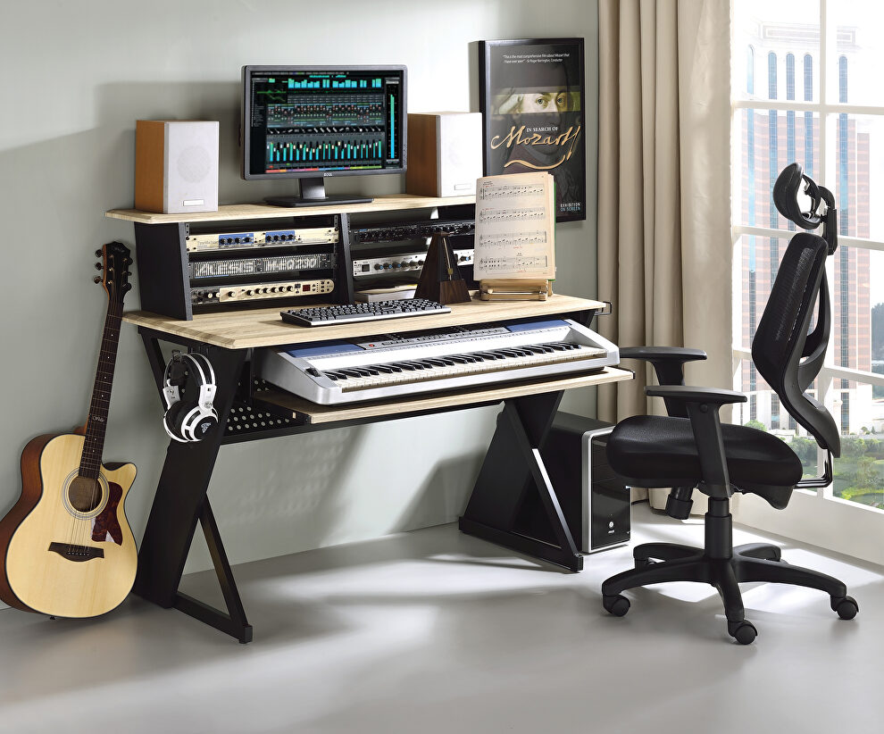 Natural & black finish rectangular top music desk by Acme
