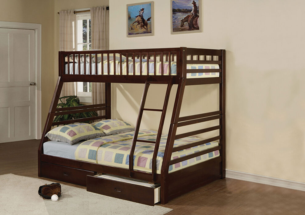 Espresso jason twin/full bunk bed & drawers by Acme