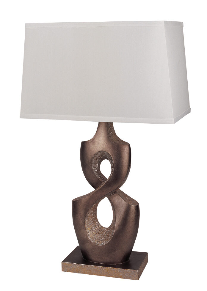 Rich golden bronze finish sculptural and modern design table lamp set of 2 by Acme