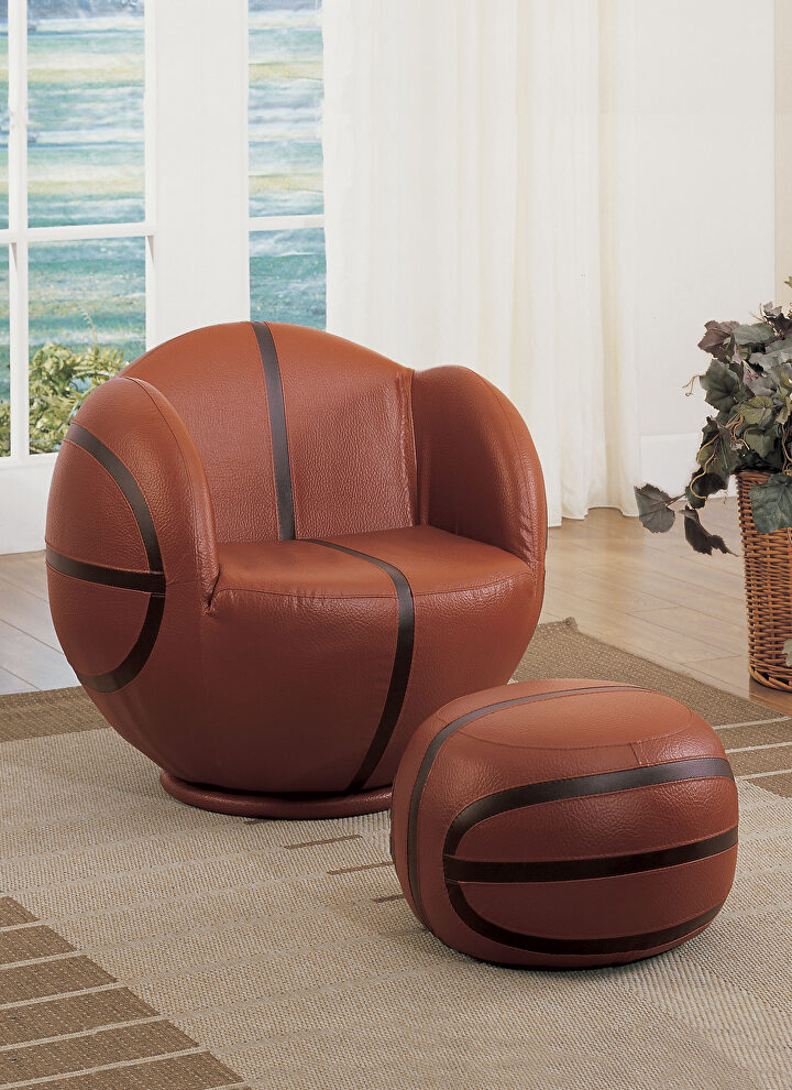 Basketball: brown & black 2pc pack chair & ottoman by Acme