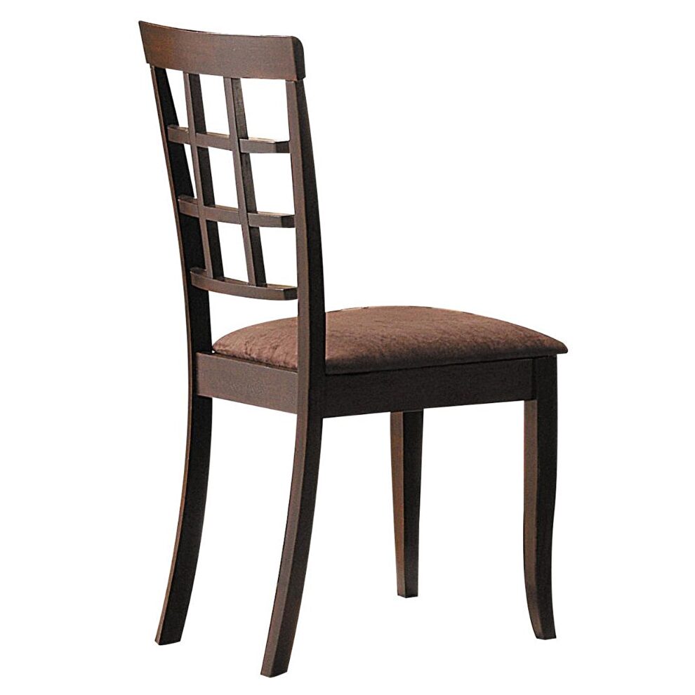 Dark brown microfiber & espresso finish side chair by Acme
