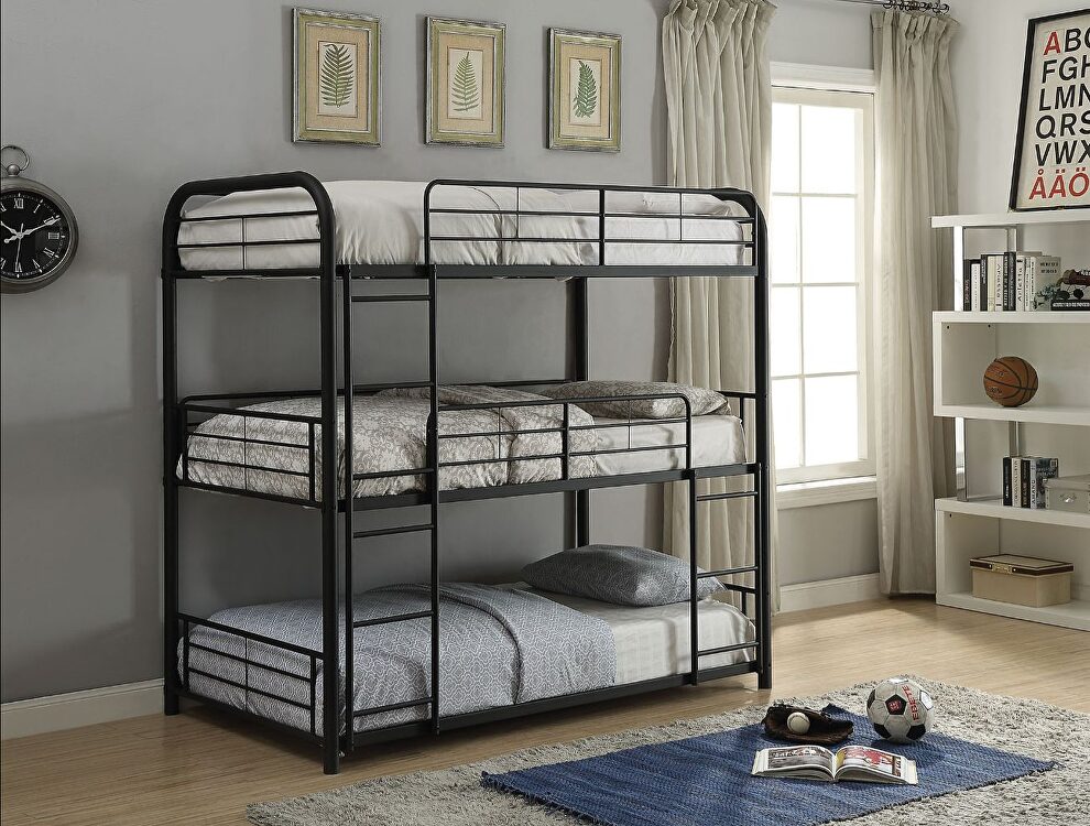 Sandy black triple bunk bed - twin by Acme