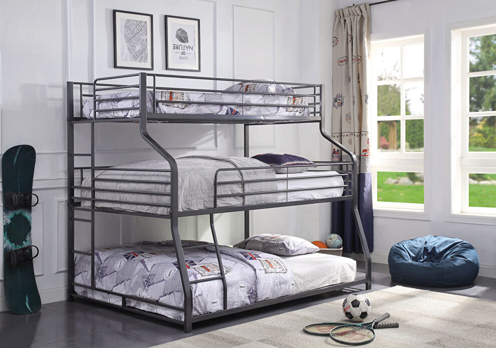 Gunmetal triple bunk bed - twin/full/queen by Acme