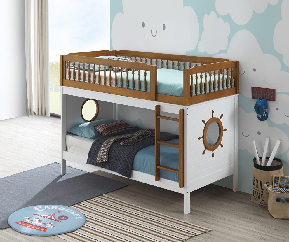 Oak & white twin/twin bunk bed by Acme