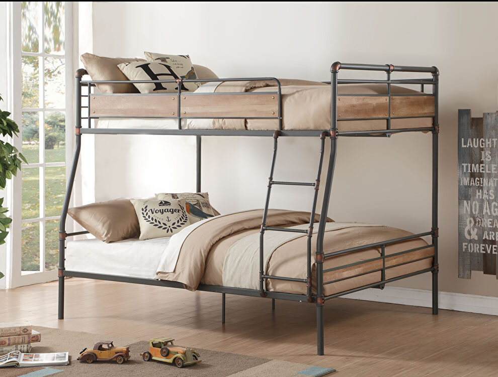Sandy black & dark bronze hand-brushed full xl/queen bunk bed by Acme