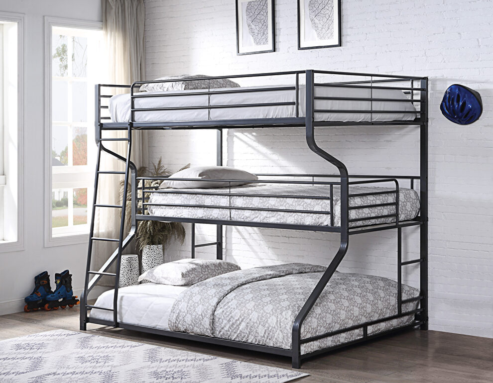 Gunmetal finish full/twin/queen triple bunk bed by Acme