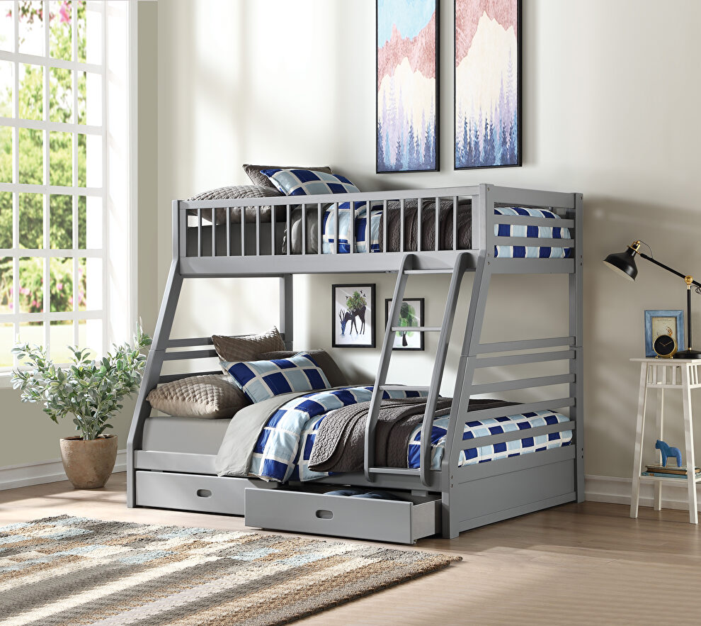Gray twin / full bunk bed w/2 drawers by Acme