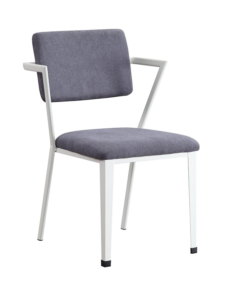 Gray fabric & white finish office chair by Acme