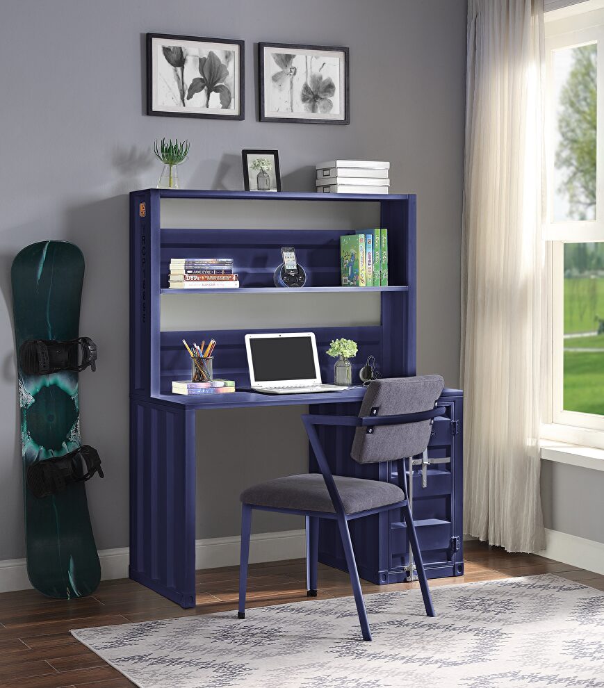 Blue desk & hutch by Acme