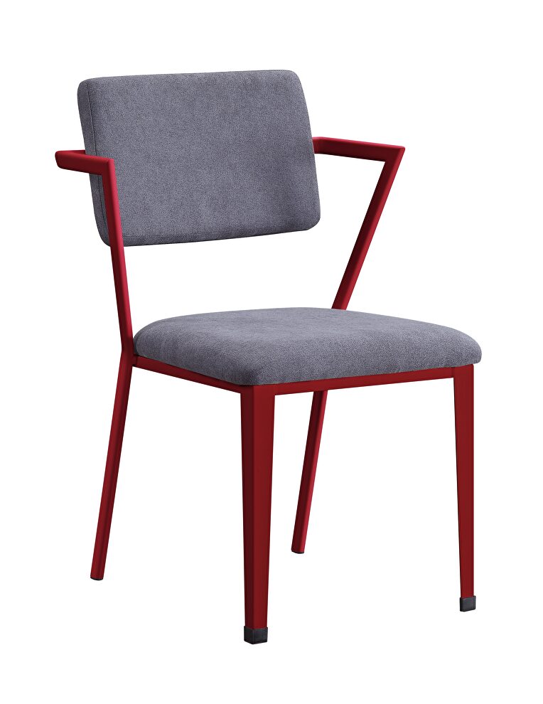 Gray fabric & red finish office chair by Acme