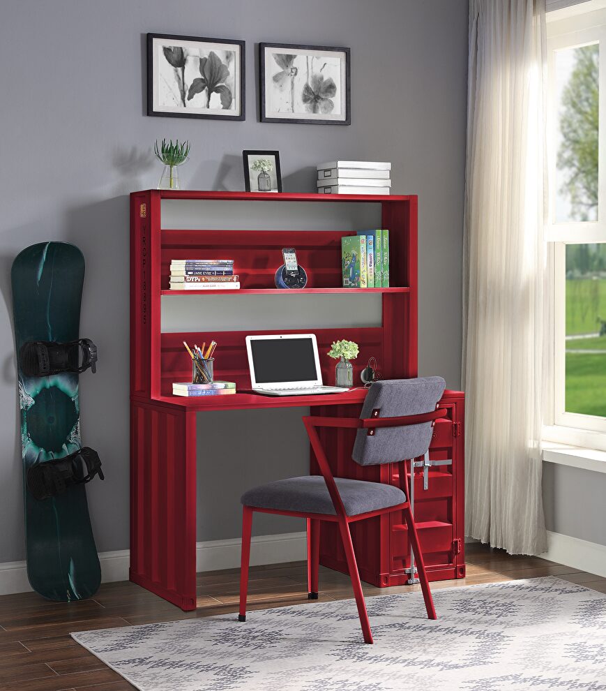 Red desk & hutch by Acme
