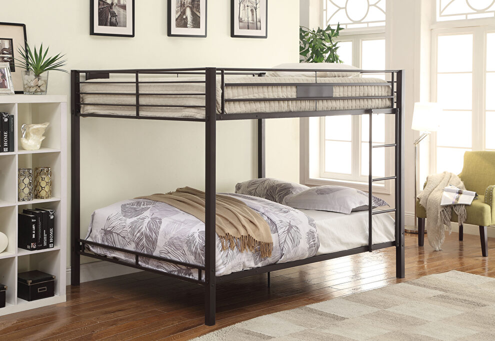 Sandy black kaleb queen/queen bunk bed by Acme