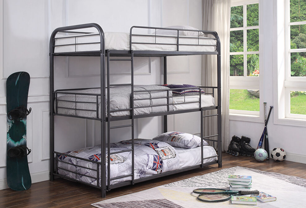 Gunmetal triple bunk bed - twin by Acme