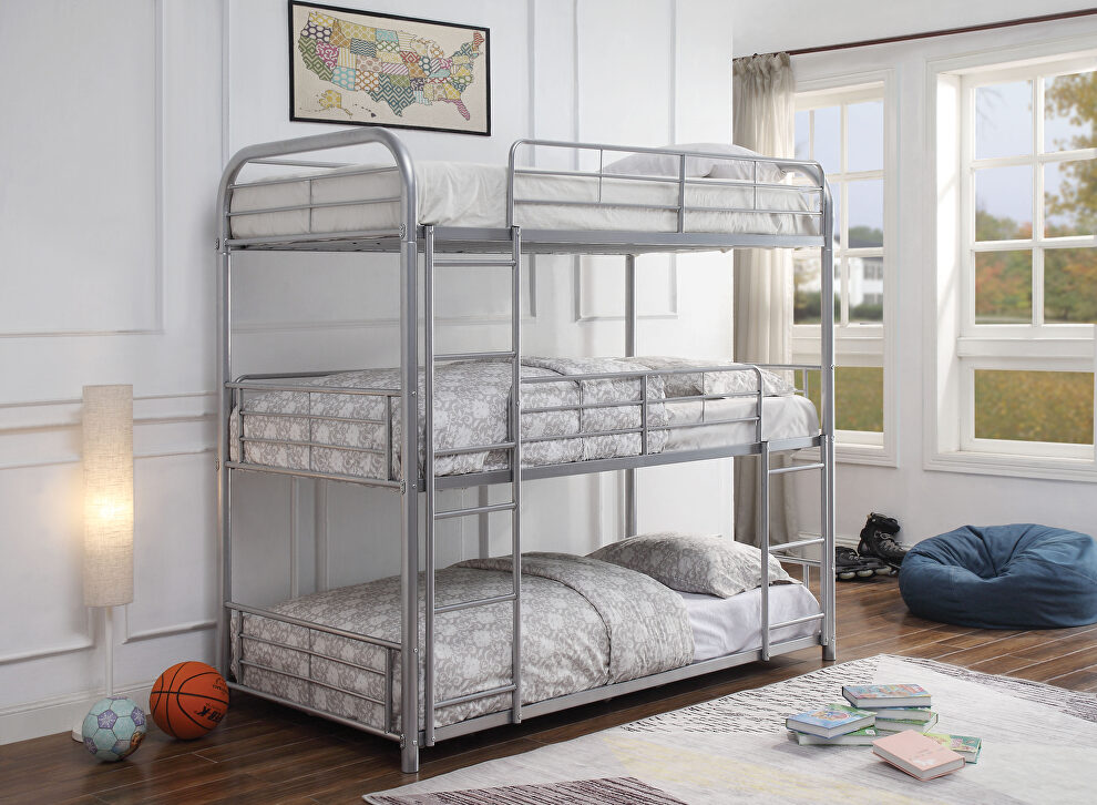 Silver triple bunk bed - twin by Acme