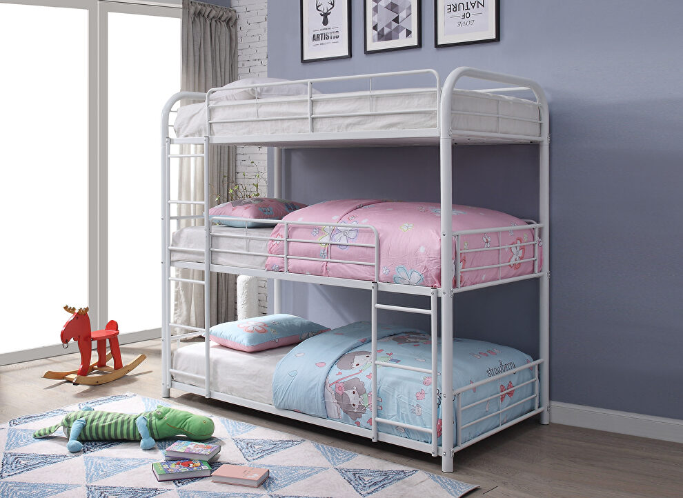 White triple bunk bed - twin by Acme