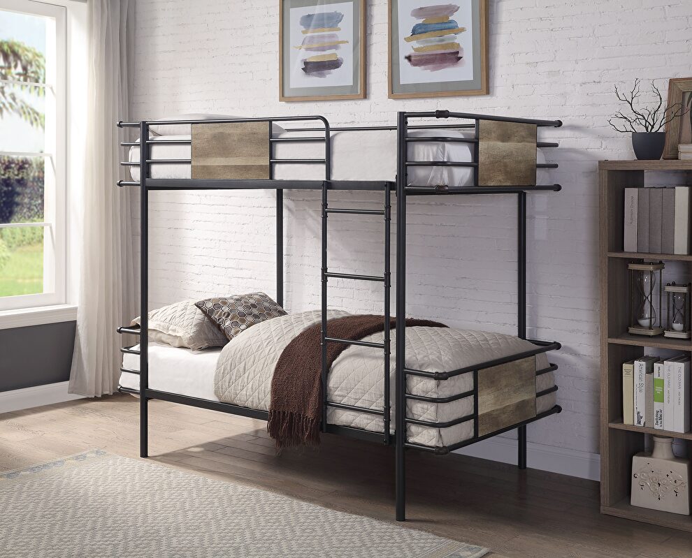 Gunmetal twin/twin bunk bed by Acme