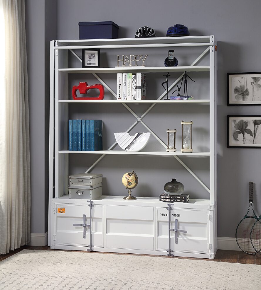 White finish bookshelf & ladder by Acme