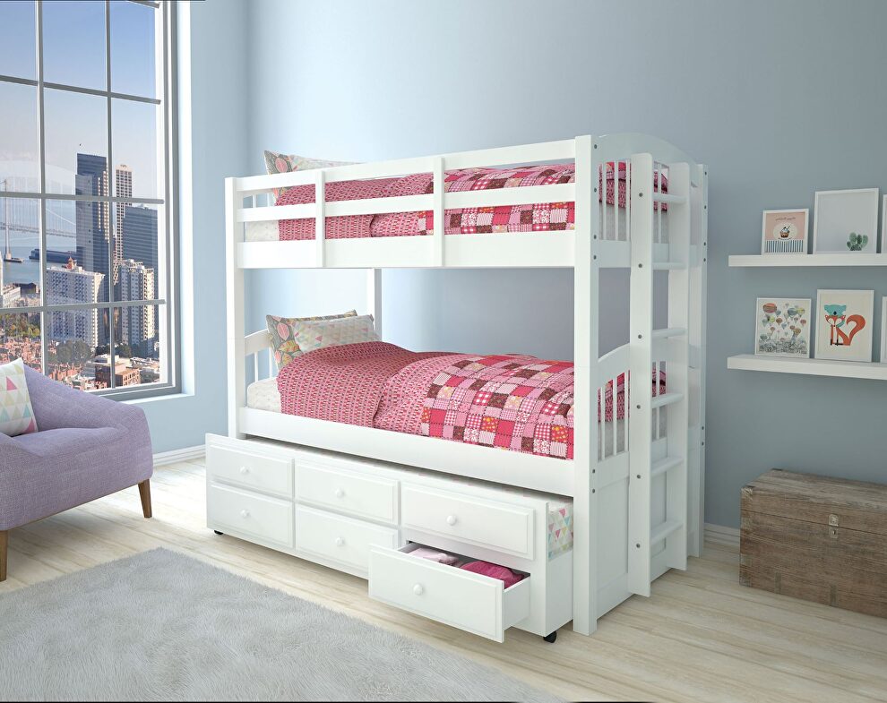 White twin/twin bunk bed & trundle by Acme