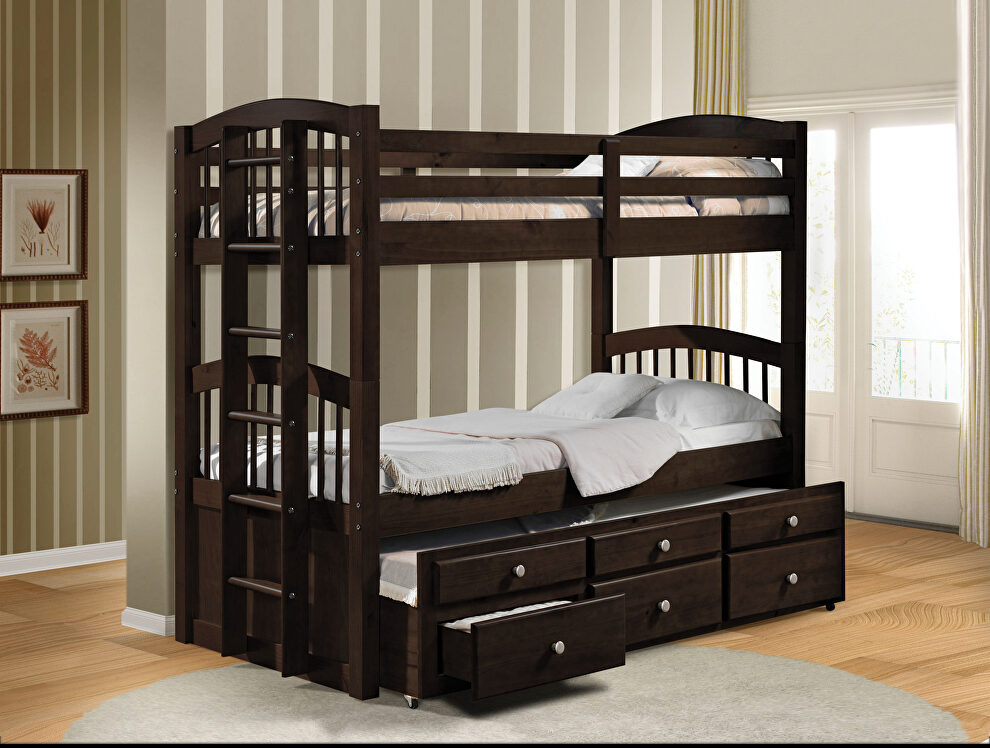 Espresso twin/twin bunk bed & trundle by Acme