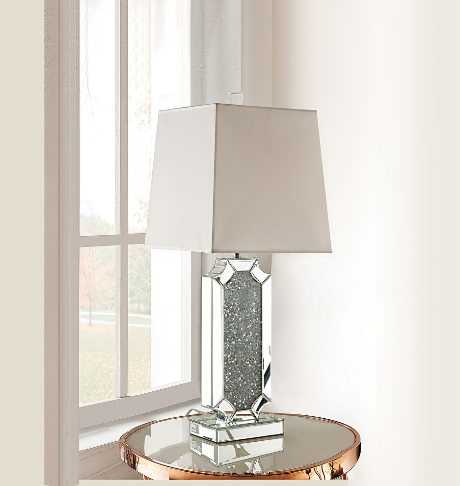 Clear glass and faux diamonds inlayed table lamp by Acme