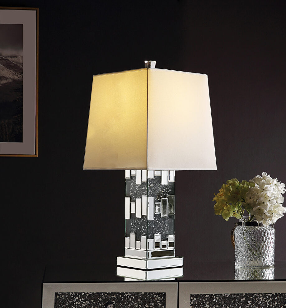 Mirrored & faux diamonds inlay table lamp by Acme