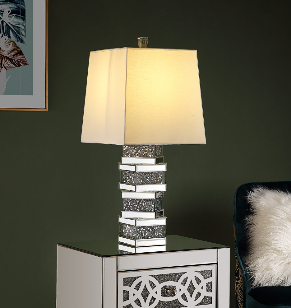 Faux diamond inlay classic drum shaped shade table lamp by Acme